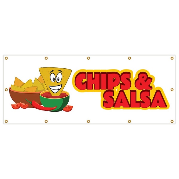Chips & Salsa Banner Heavy Duty 13 Oz Vinyl with Grommets